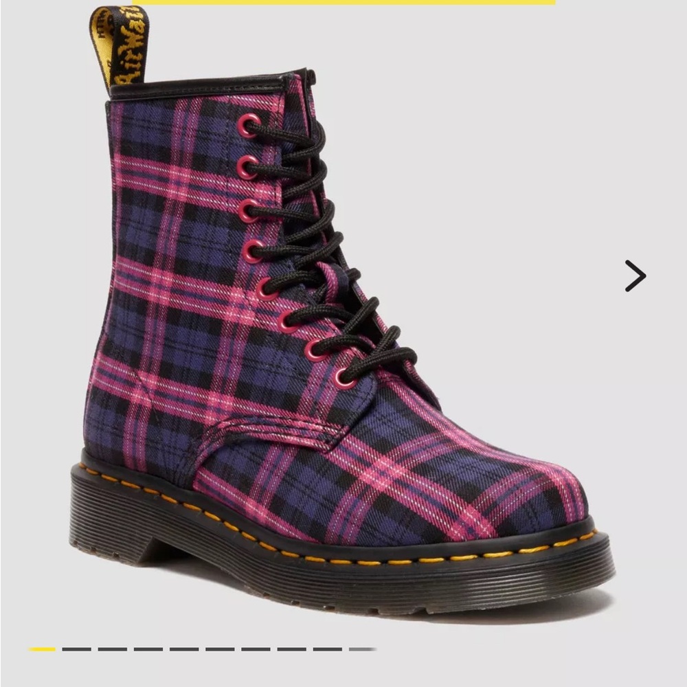 Dr. Martens 1460 Tartan Lace-Up Boots in Pink & Purple Plaid